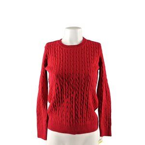 NWT Karen Scott Fall Cable Knit textured Sweater Petite Medium Pullover Red